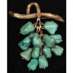 antique victorian 14k nugget turquoise brooch