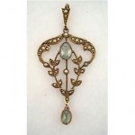 antique victorian aquamarine and pearl pendant