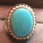 vintage 1920s 14k turqoise seed pearl ring