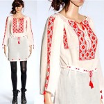 vintage 1970s hand embroidered peasant gauze cotton tunic blouse