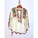 vintage 1970s regina porter for neiman marcus embroidered mexican gauze top