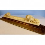 vintage brass and bone carved ruler