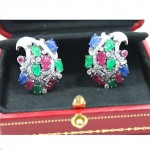 vintage cartier gemstone diamond earrings