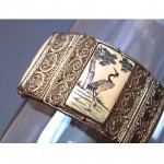 vintage chinese scrimshaw hand painted bracelet