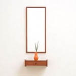 vintage danish modern floating entry shelf and wall mirror