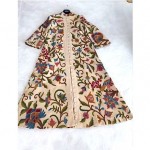 vintage embroidered linen maxi evening coat