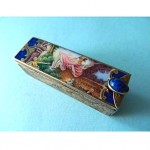 vintage european silver enamel lipstick case