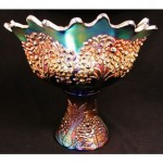 vintage fenton carnival glass punch bowl and base