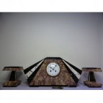 vintage french art deco marble mantel clock with garniture