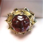 vintage garnet man in moon ring