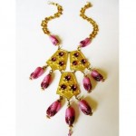 vintage goldette art glass necklace