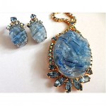 vintage juliana rock crystal geode necklace and earrings