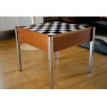 vintage mid-century chess and checkers table