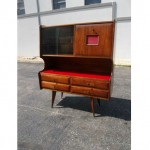 vintage mid-century italian walnut hutch cupboard sideboard