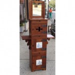 vintage mission arts and crafts oak shaving stand