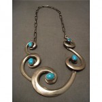 vintage navajo sterling turquoise swirl necklace