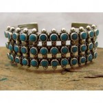 vintage navajo sterling turquoise triple row bracelet