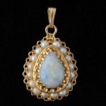 vintage opal and seed pearl pendant