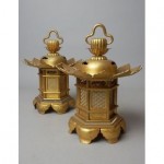 vintage pair japanese brass buddhist shrine lanterns