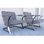 vintage pair milo baughman chrome lounge chairs