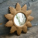 vintage small convex sunburst gilt mirror