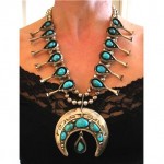 vintage tom bahe navajo turquoise squash blossom necklace