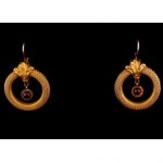 vintage victorian 14k garnet hoop earrings