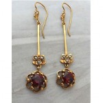 vintage victorian garnet and seed pearl earrings