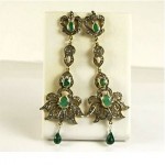 vintage victorian sterling emerald earrings