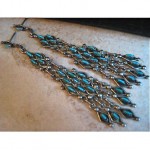 vintage zuni needlepoint turquoise dangle earrings