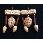 antique 1850 14k finely carved lava cameo earrings