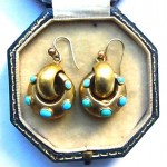 antique 1880s 18k turquoise earrings