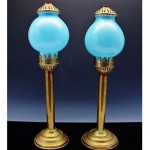 antique 1880s brass opaline glass candle lamps candlesticks