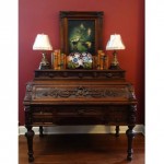 antique 1880s french carved oak secretary desk