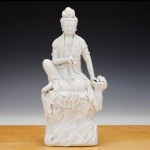 antique 1900s chinese porcelain blanc de chine seated guanyin figurine