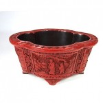 antique 19th century carved cinnabar lazquer planter