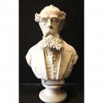 antique 19th century charles dickens parian bust