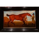 antique 19th century english horse oil painting