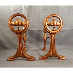 antique arts & crafts petite copper andirons