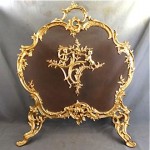 antique brass putti cherub fireplace screen