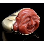 antique chinese 18k coral buddha ring