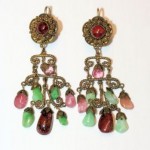 antique chinese jade tourmaline earrings