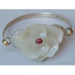 antique chinese silver jade bracelet