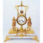 antique french bronze ormolu marble automaton pendulum mantle clock