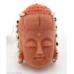 vintage 14k coral buddha ring