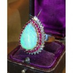 vintage 14k opal diamond cocktail ring