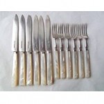 vintage 1930s mother-of-pearl knives forks