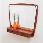 vintage 1950s danish modern teak entry wall mirror shelf