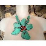 vintage 1980s oscar de la renta turquoise nugget flower necklace