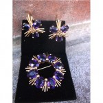 vintage amethyst brooch and earrings